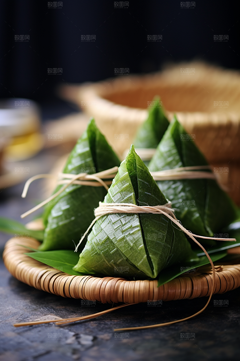 粽子粽叶传统美食摄影图
