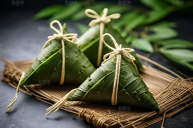粽子包粽子粽叶摄影图
