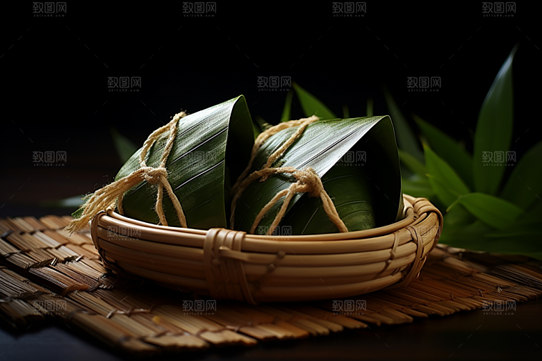 粽子高清粽叶摄影图