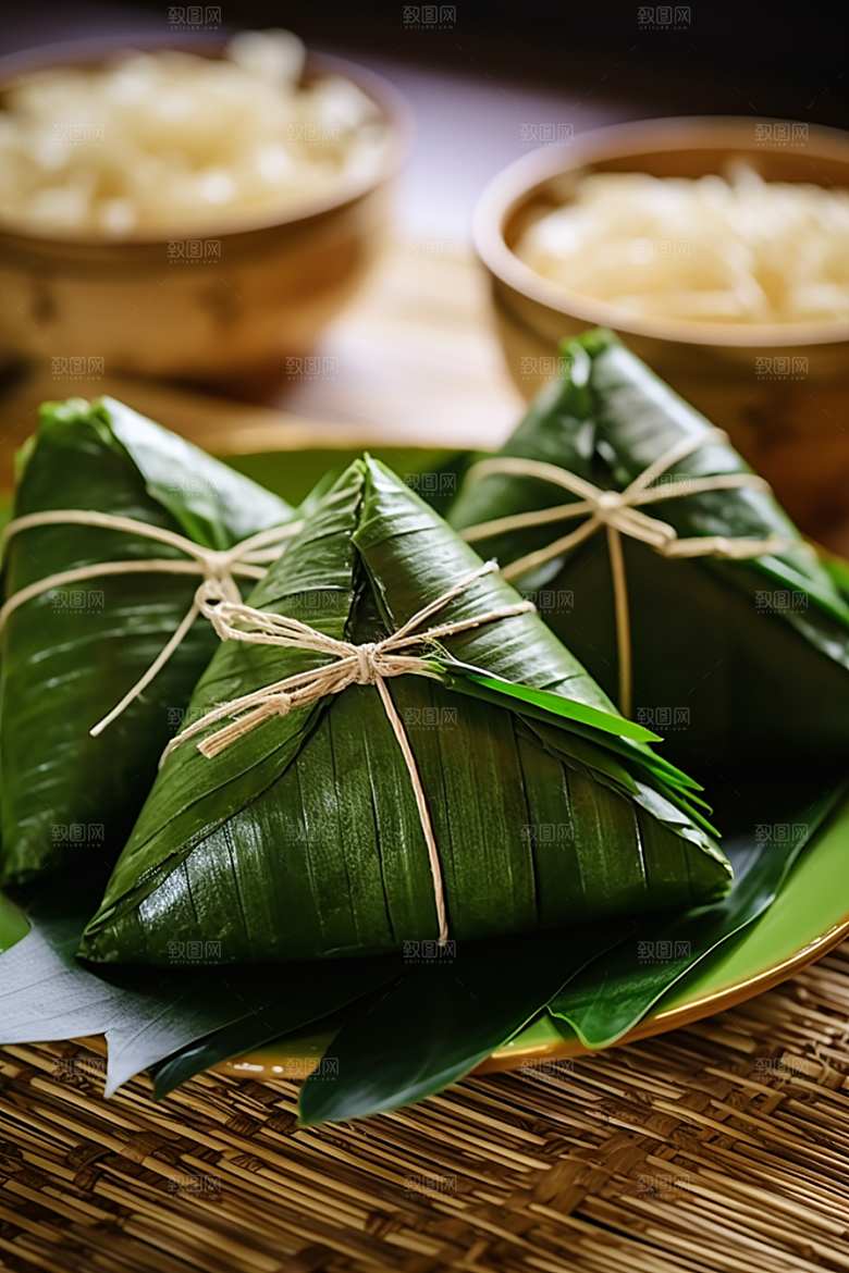 粽子粽叶节日节气摄影图