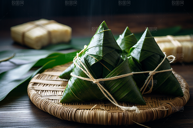 粽子端午节粽叶摄影图