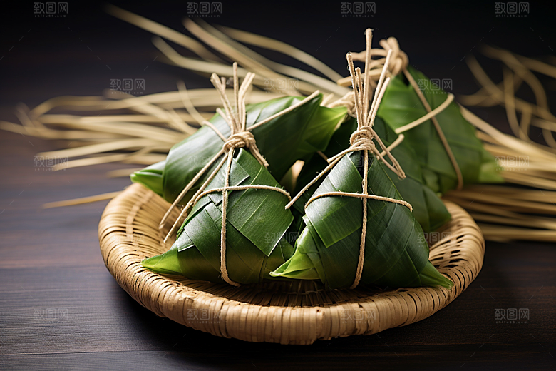 粽子小吃包粽子摄影图