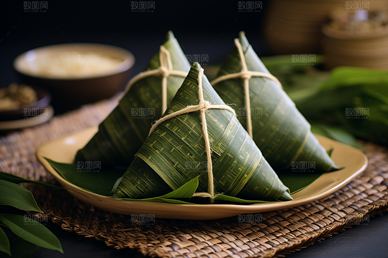 粽子传统美食包粽子摄影图