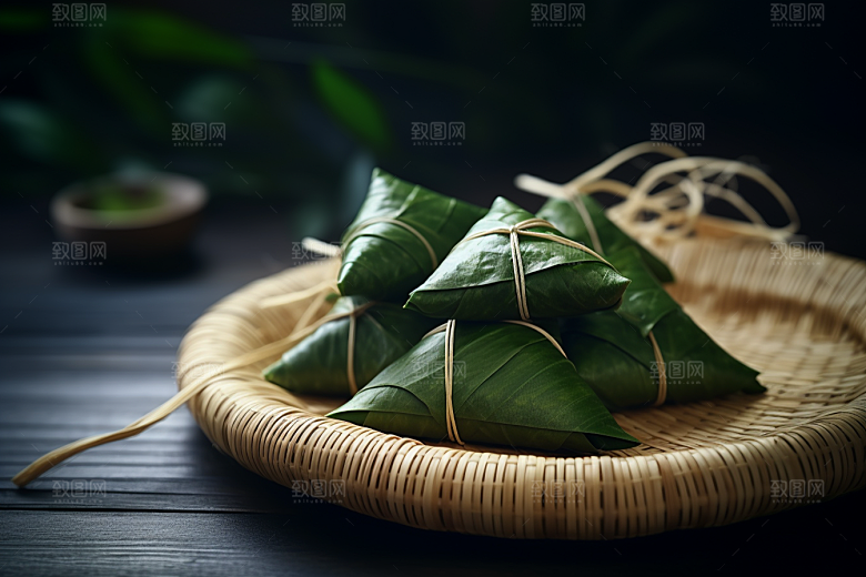 粽子粽叶高清摄影图