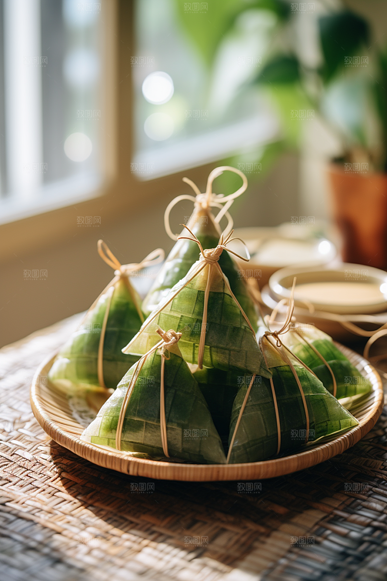 粽子粽叶小吃摄影图