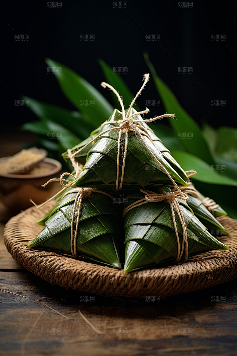 粽子粽叶小吃摄影图