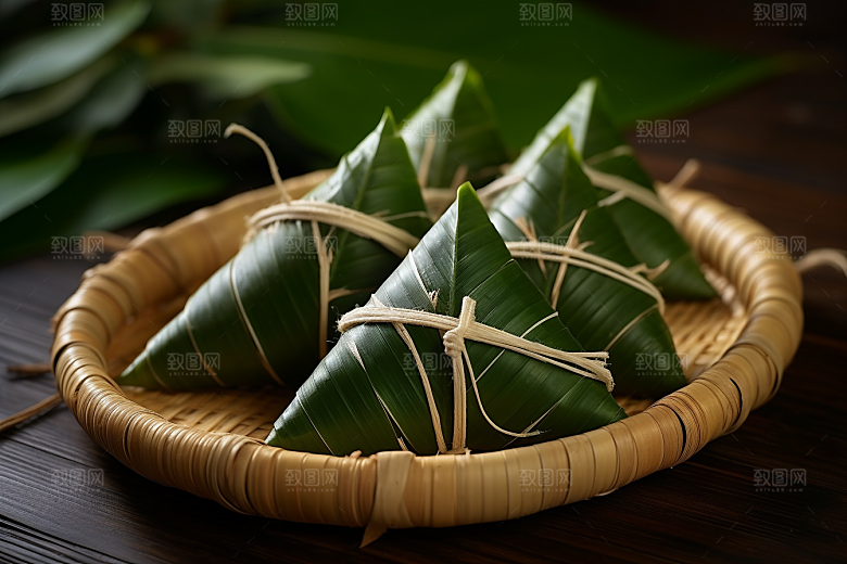 粽子传统美食自然摄影图