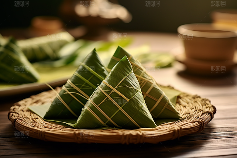 粽子粽叶包粽子摄影图