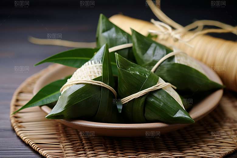 粽子小吃粽叶摄影图