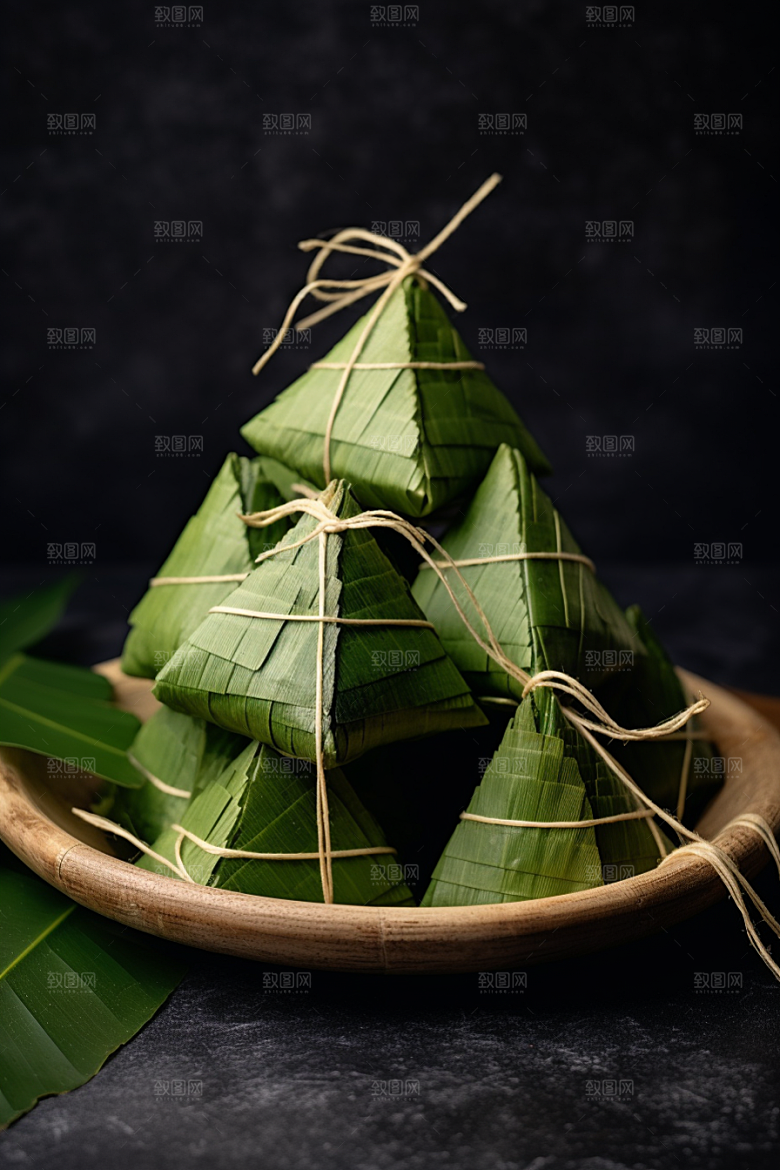 粽子自然粽叶摄影图