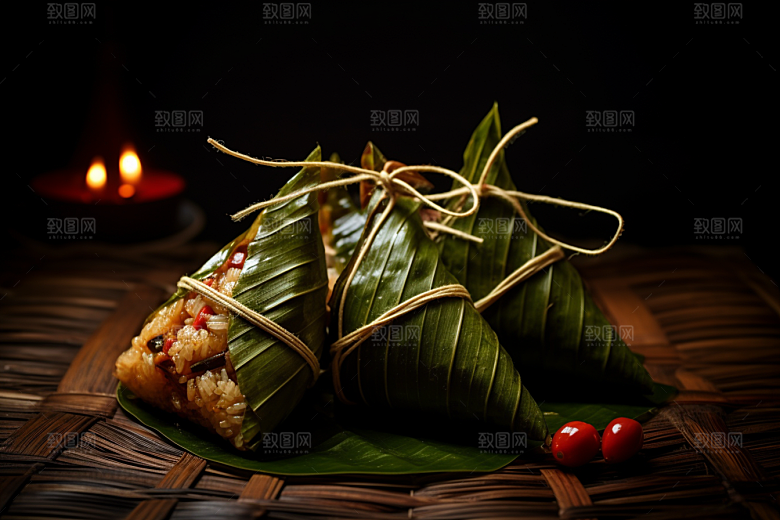 粽子粽叶端午节摄影图