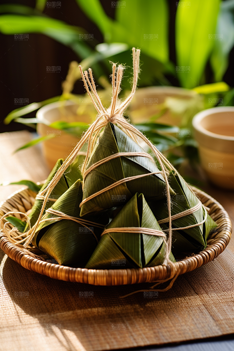 粽子节日节气包粽子摄影图