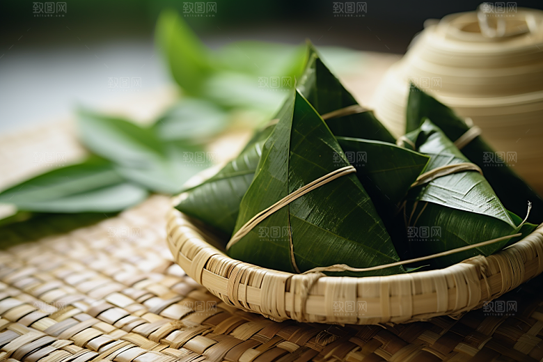 粽子粽叶高清摄影图