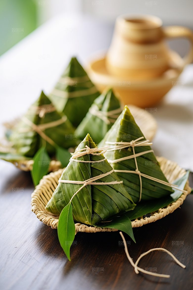 粽子粽叶包粽子摄影图