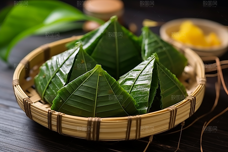 粽子传统美食包粽子摄影图