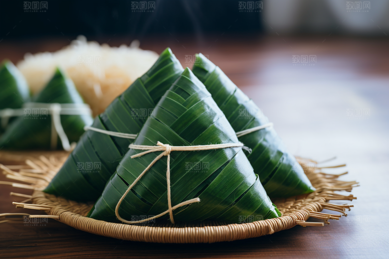 粽子包粽子粽叶摄影图