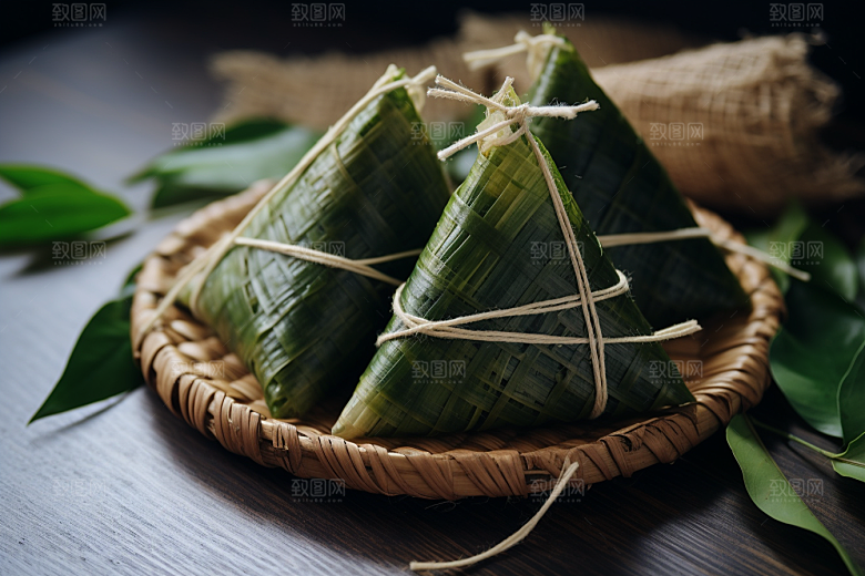 粽子粽叶包粽子摄影图