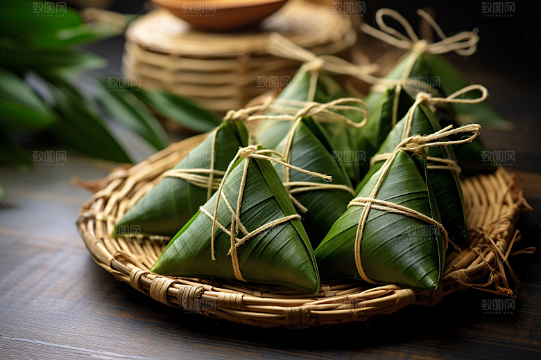 粽子粽叶传统美食摄影图