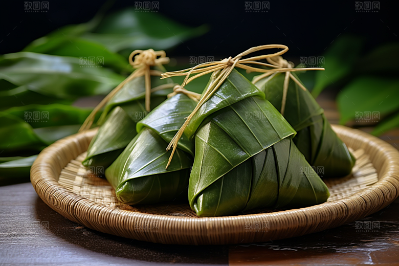 粽子小吃传统美食摄影图