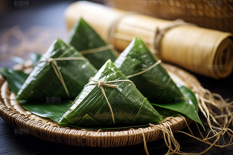 粽子粽叶端午节摄影图