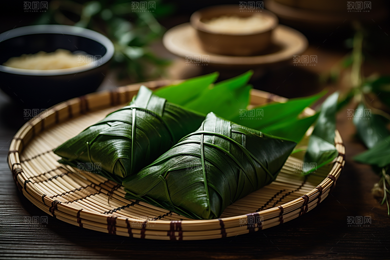 粽子美味包粽子摄影图