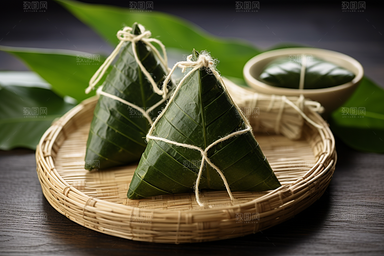 粽子包粽子传统美食摄影图