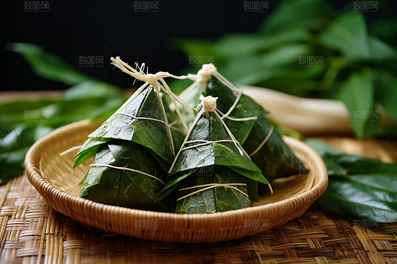 粽子高清粽叶摄影图