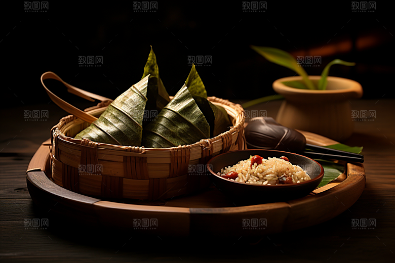粽子传统美食自然摄影图