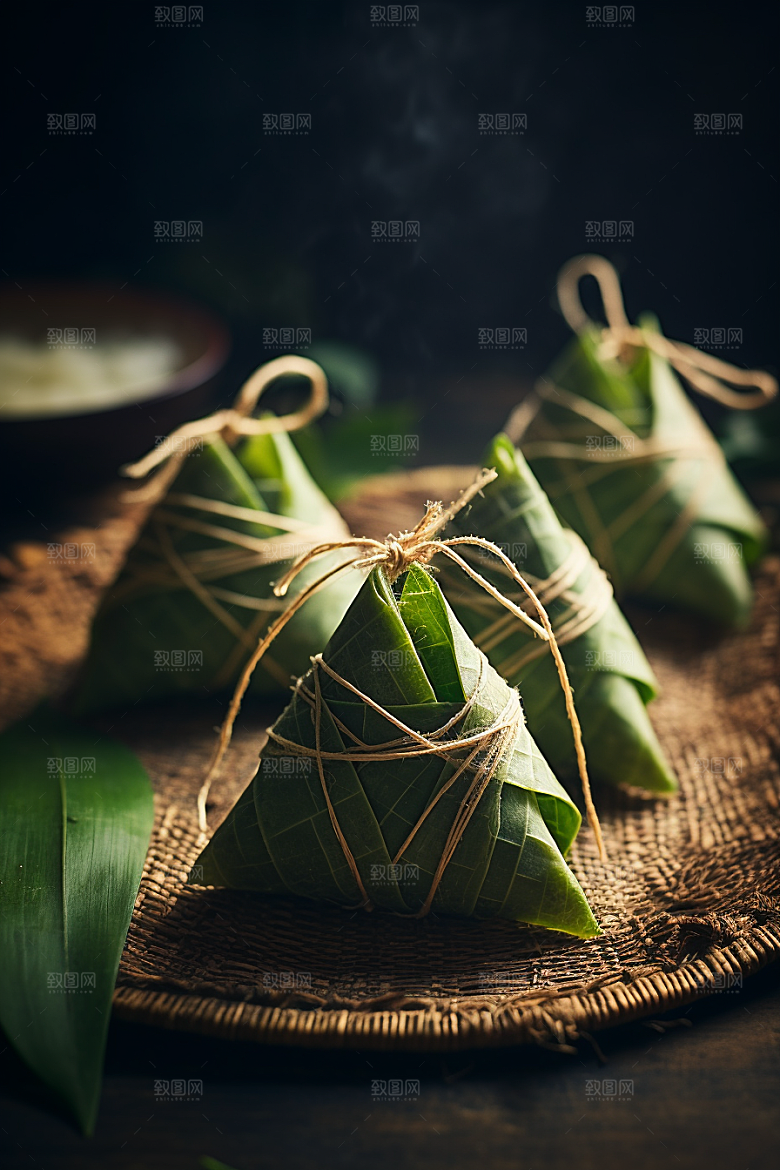 粽子粽叶小吃摄影图