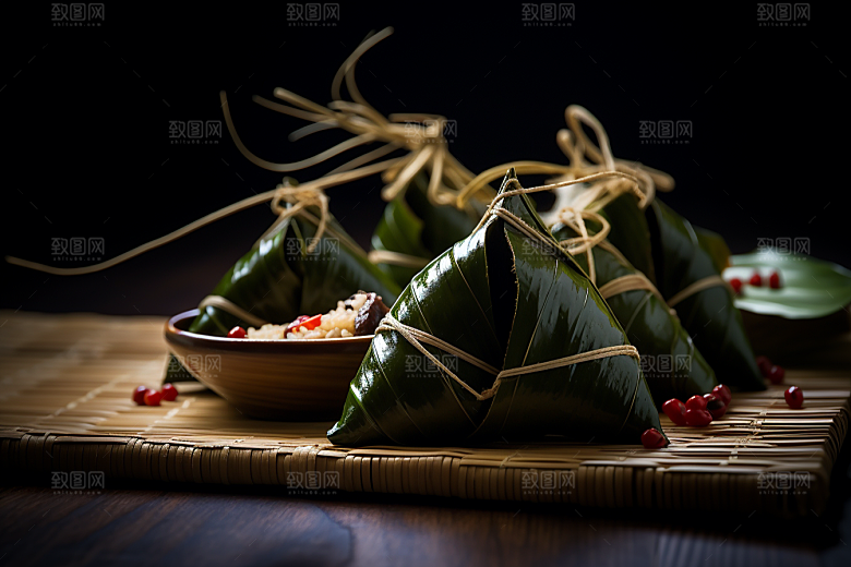 粽子粽叶美味摄影图