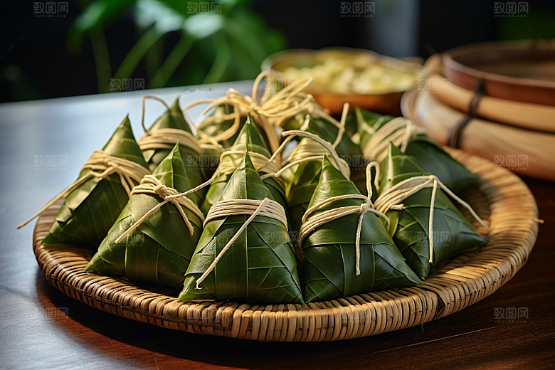粽子节日节气包粽子摄影图