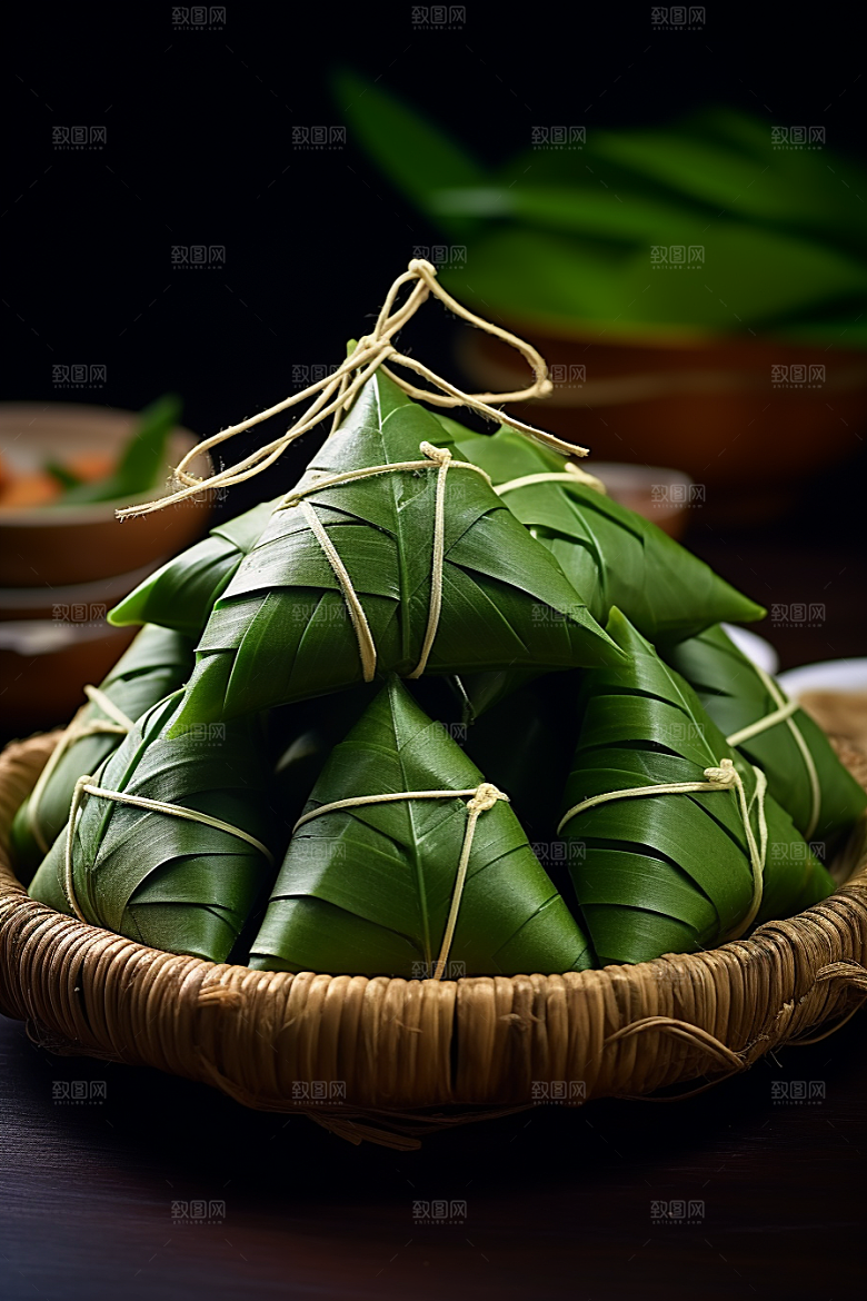 粽子美味粽叶摄影图