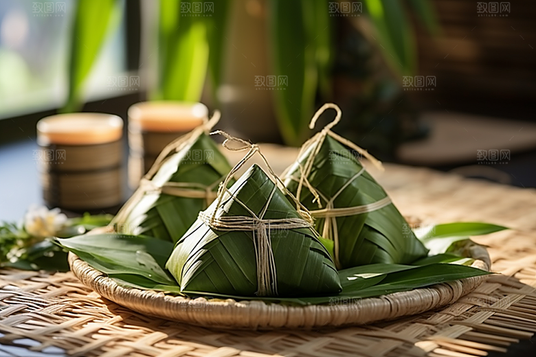 粽子小吃传统美食摄影图