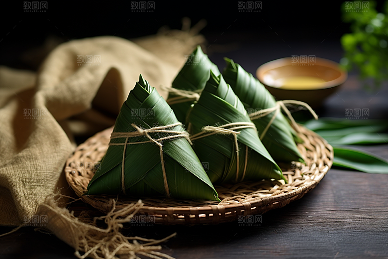 粽子粽叶高清摄影图