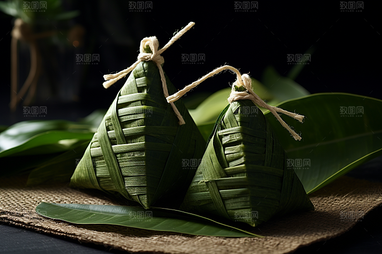 粽子美味粽叶摄影图
