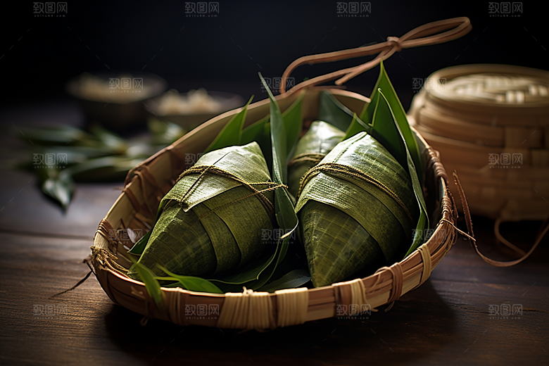 粽子节日节气包粽子摄影图