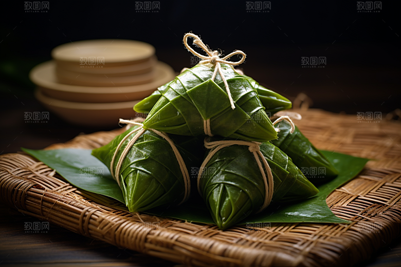 粽子粽叶美味摄影图