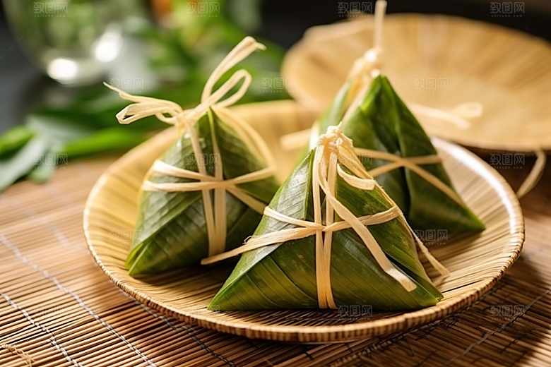 粽子自然粽叶摄影图