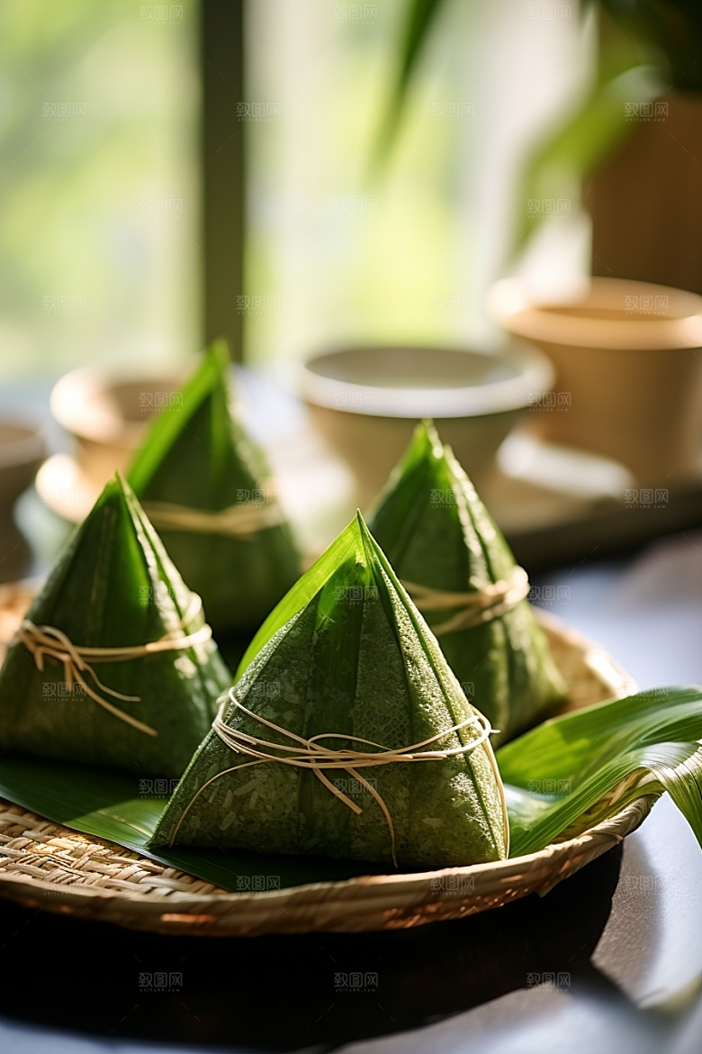 粽子端午节粽叶摄影图