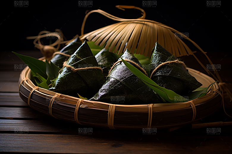 粽子粽叶端午节摄影图