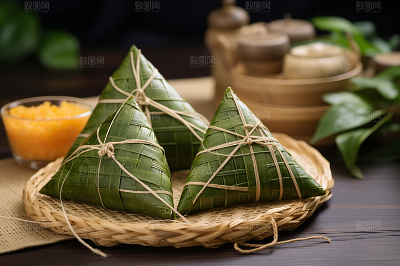 粽子粽叶美味摄影图