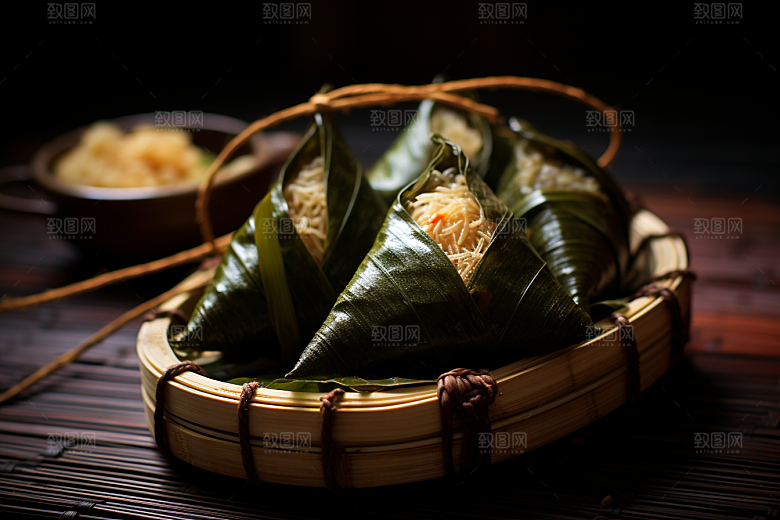 粽子美味粽叶摄影图