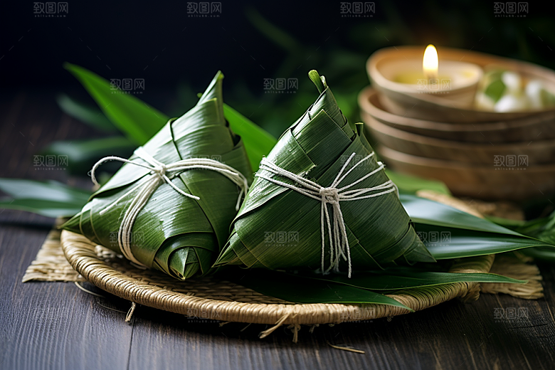 粽子端午节包粽子摄影图