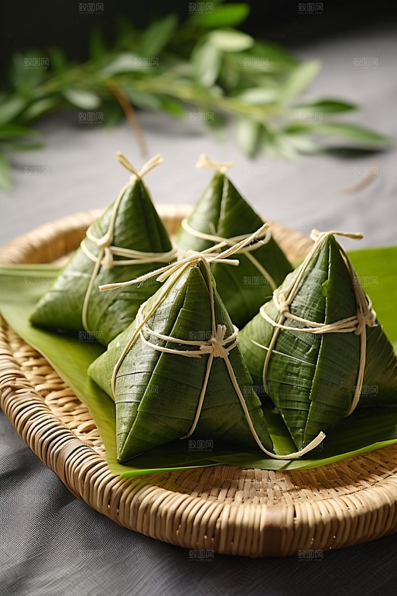粽子传统美食包粽子摄影图