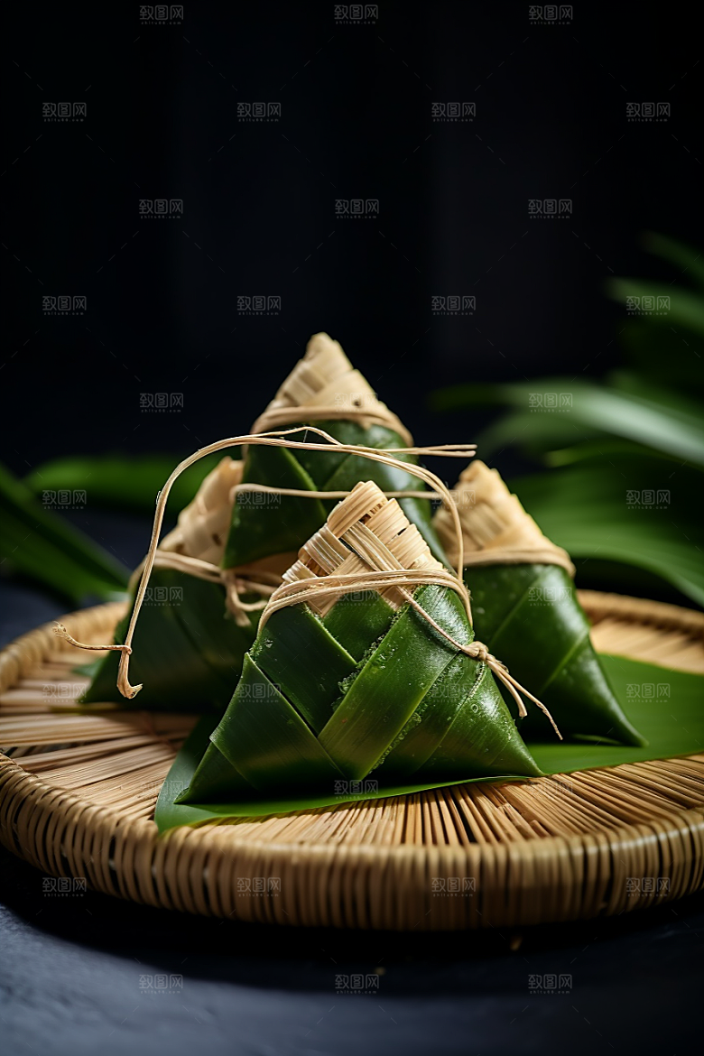 粽子小吃传统美食摄影图