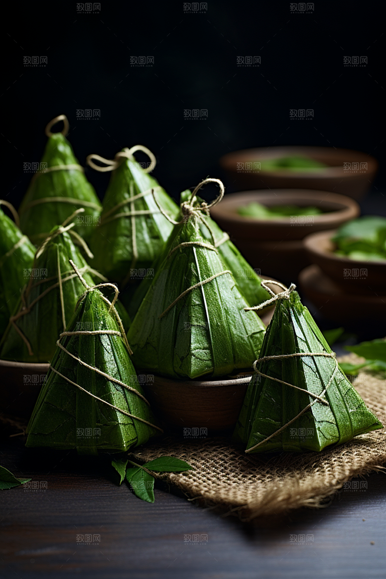 粽子端午节包粽子摄影图