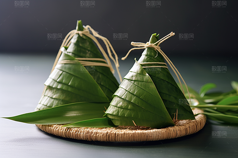 粽子粽叶高清摄影图