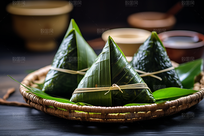 粽子高清包粽子摄影图