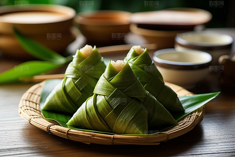 粽子小吃高清摄影图