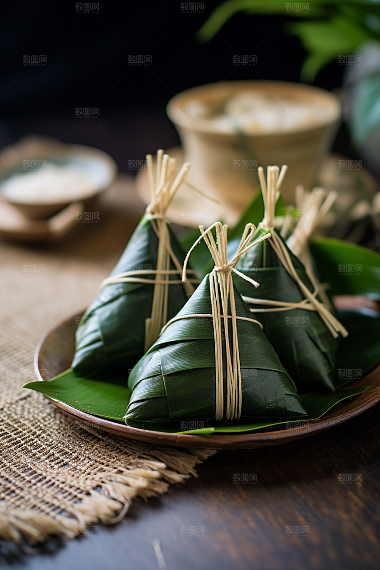 粽子高清粽叶摄影图